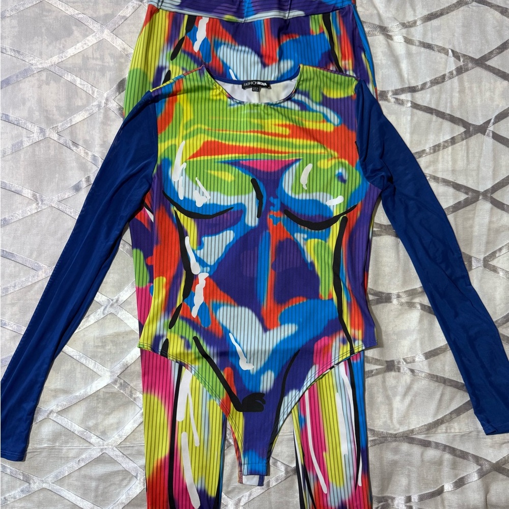Colorful Abstract Long Sleeve Bodysuit
